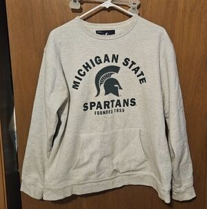 League Michigan State Spartans Cream Crewneck Sweater